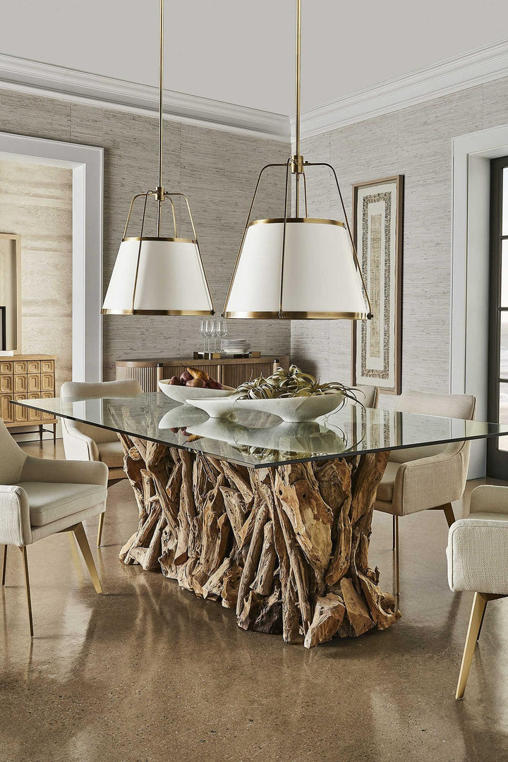 White Leather Classic 4-Light Pendant