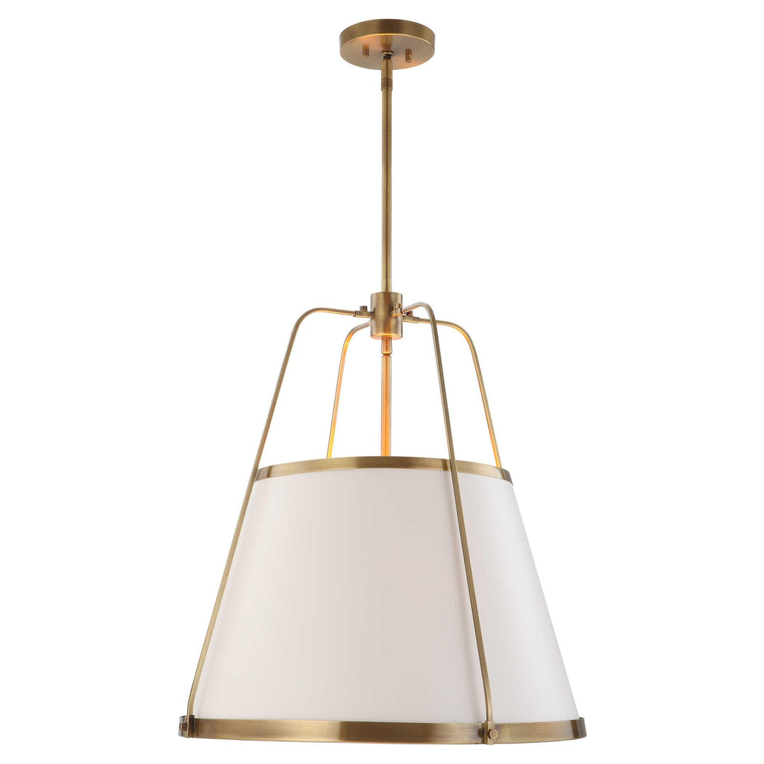 White Leather Classic 4-Light Pendant