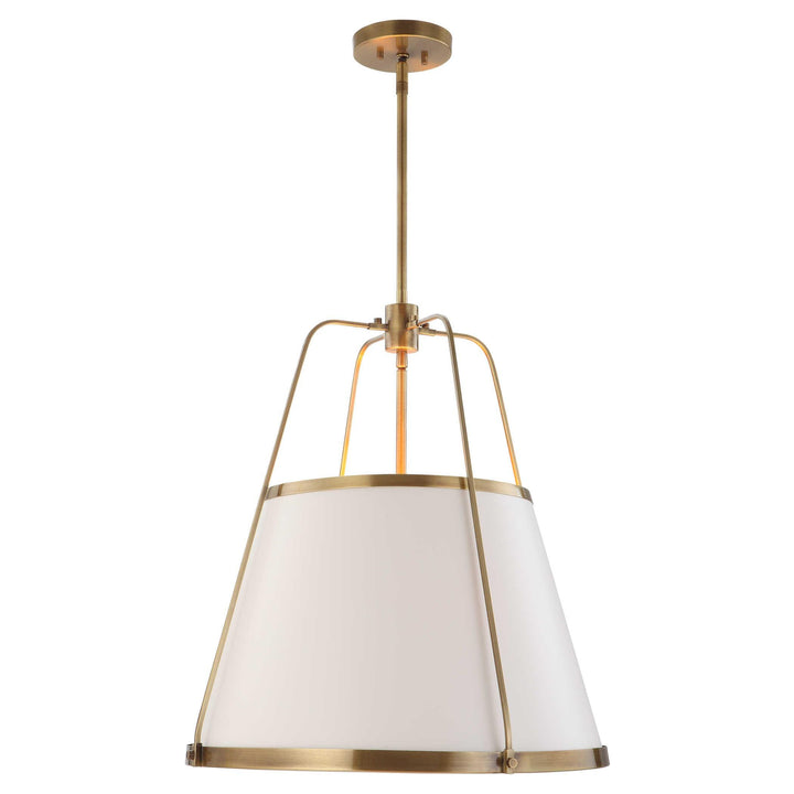 White Leather Classic 4-Light Pendant