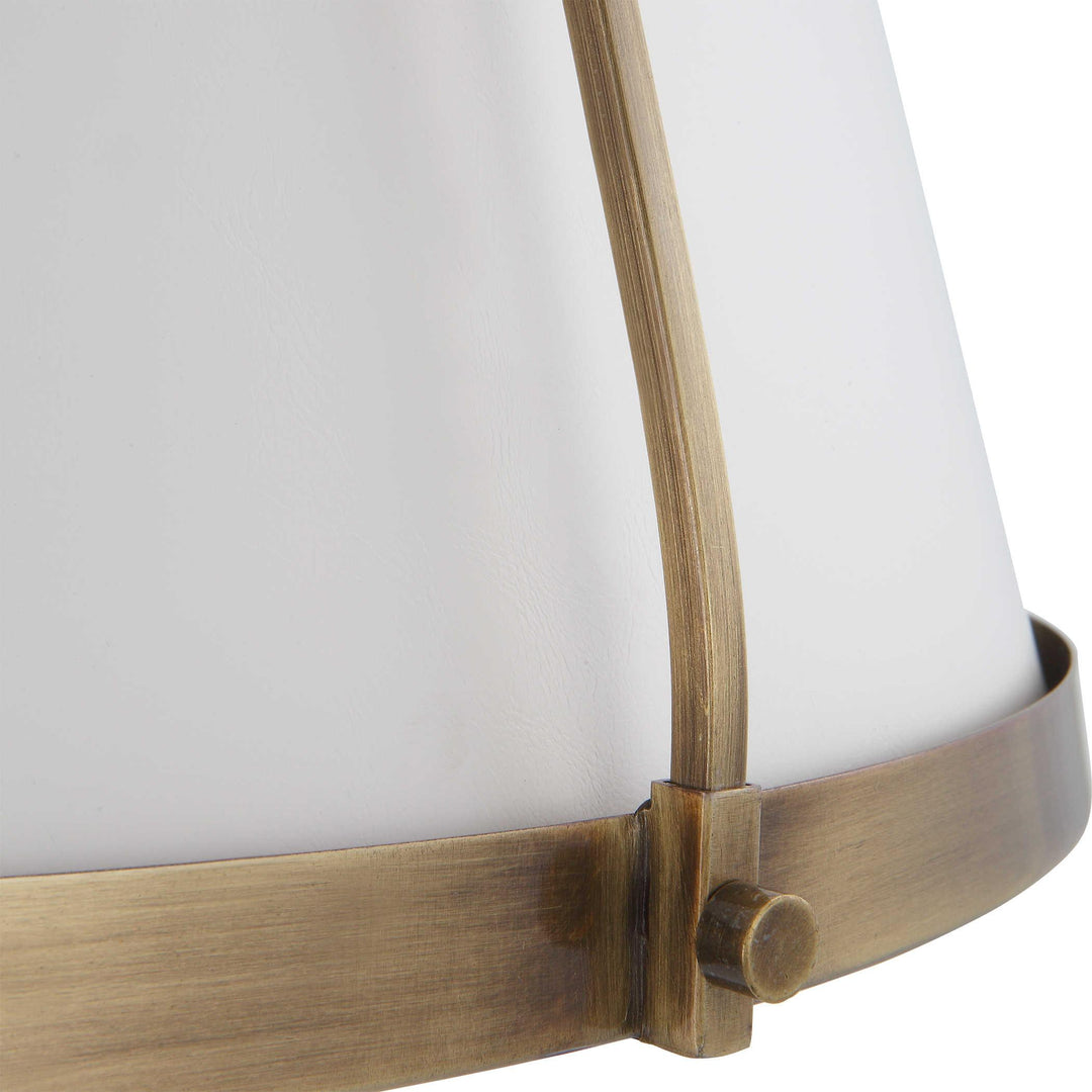 White Leather Classic 4-Light Pendant
