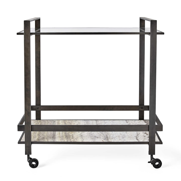 Roll Along Bar Cart - Bronze & Travertine