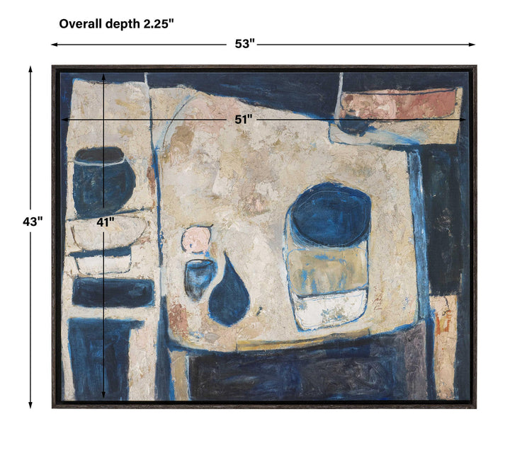 James Kerr Framed Canvas, "Blue Tableau"