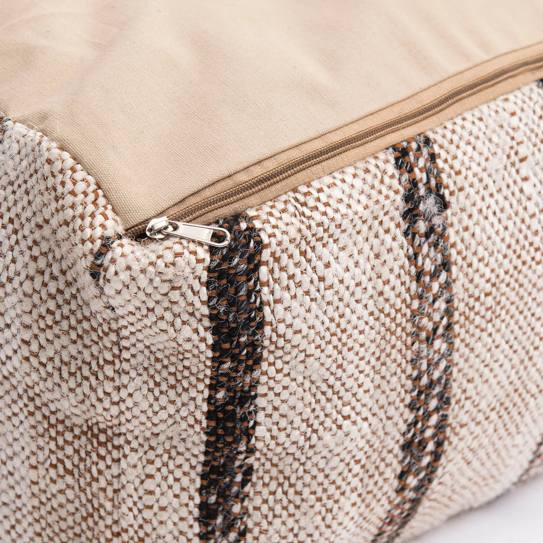 Farah Cotton Pouffe - Bohemian White