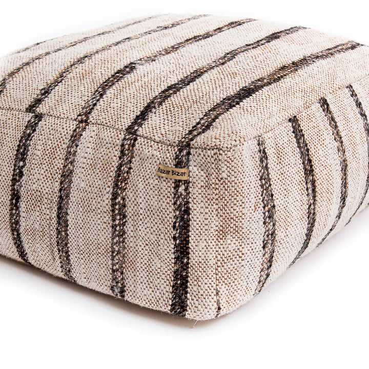 Farah Cotton Pouffe - Bohemian White