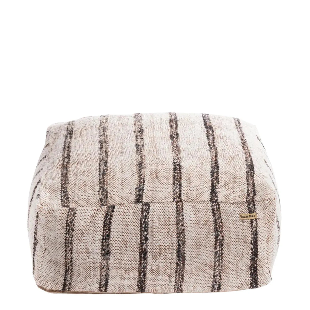 Farah Cotton Pouffe - Bohemian White