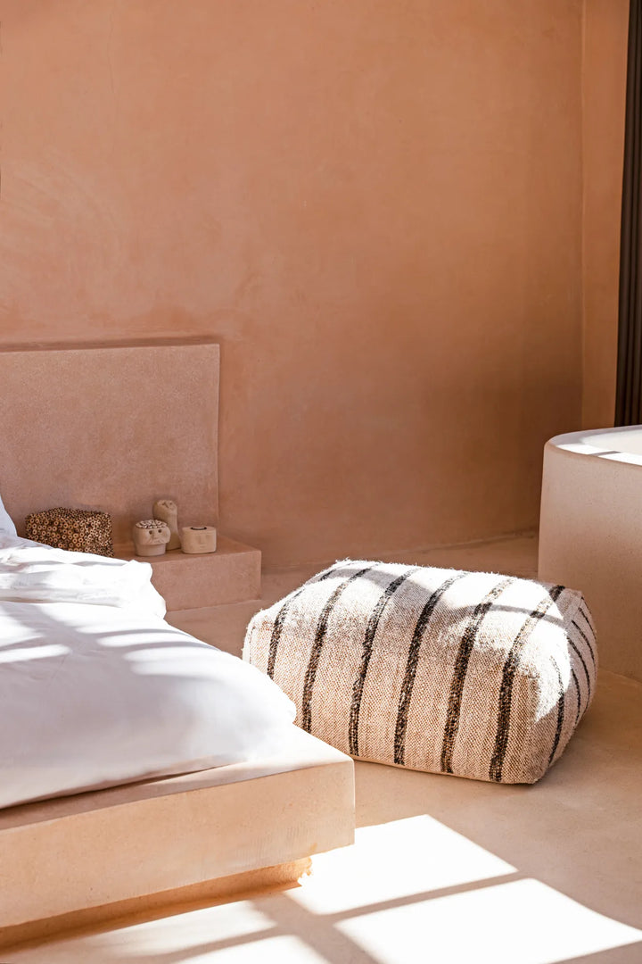 Farah Cotton Pouffe - Bohemian White