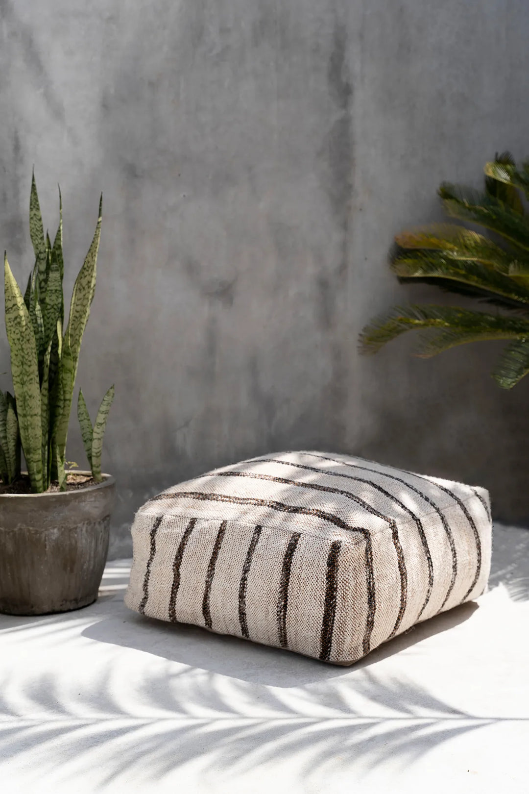 Farah Cotton Pouffe - Bohemian White