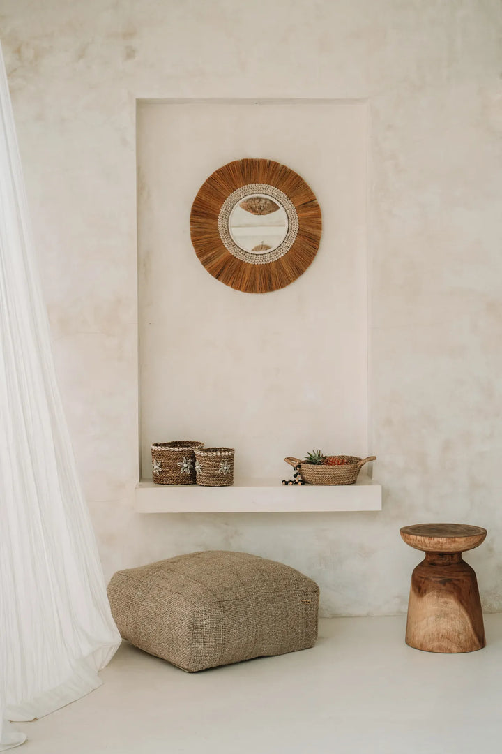 Farah Cotton Pouffe - Beige