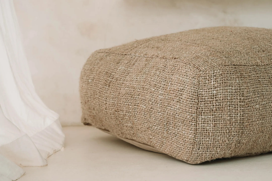 Farah Cotton Pouffe - Beige