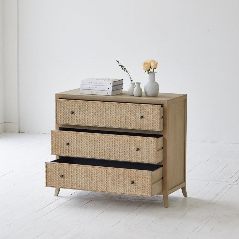 Witley Oak & Rattan Chest of Drawers