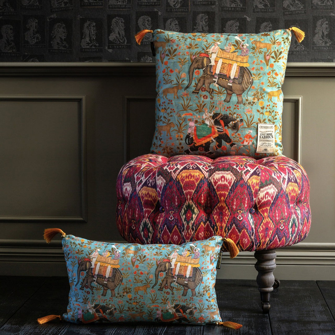 Hindustan Aquamarine Linen Cushion