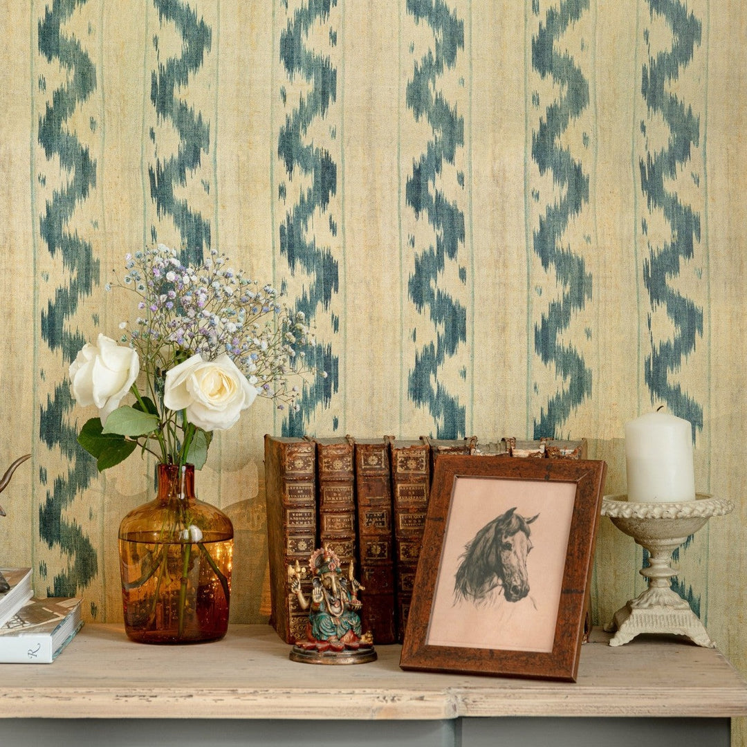 Vintage Ikat Wallpaper in Blue & Cream | MIND THE GAP