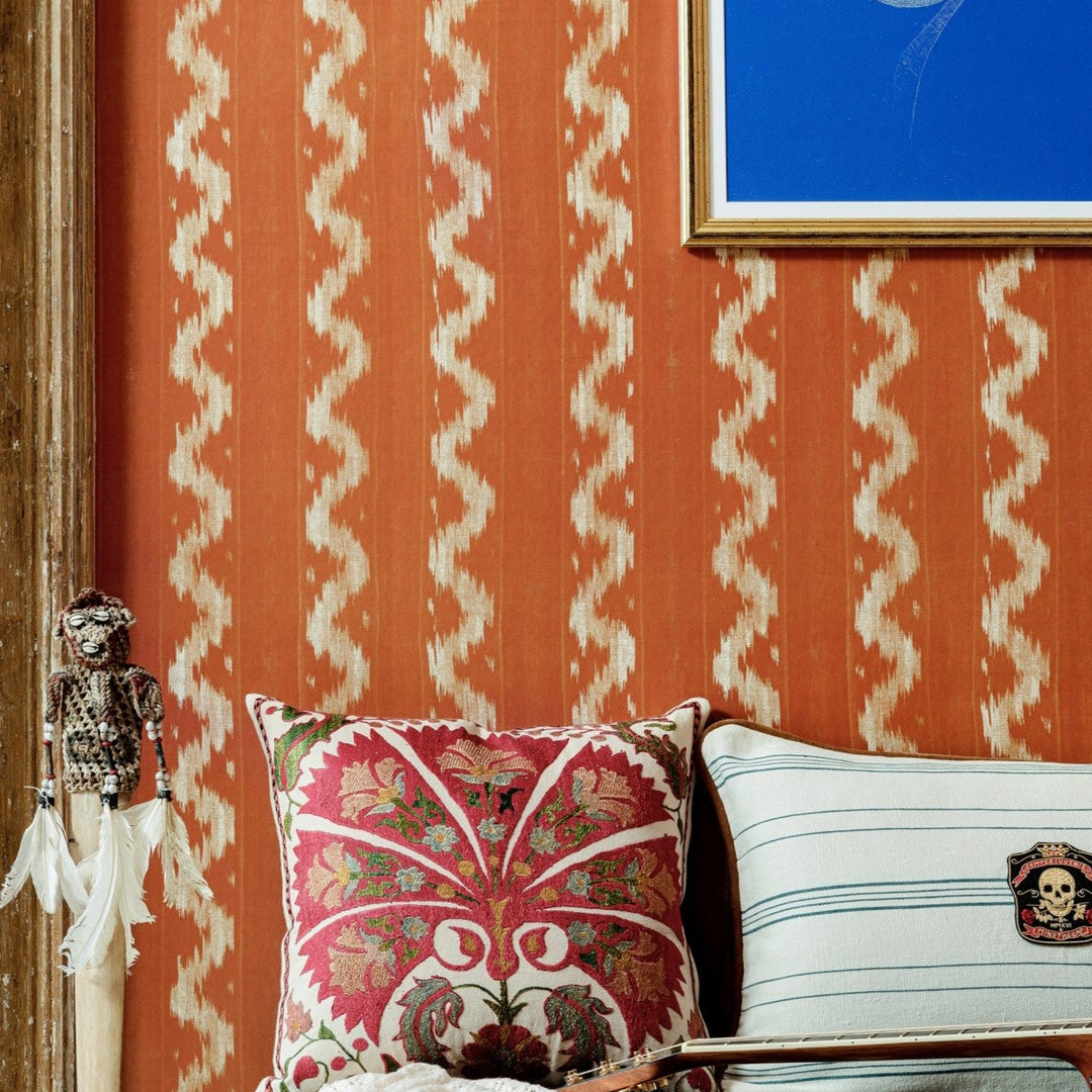 Vintage Ikat Wallpaper in Apricot | MIND THE GAP