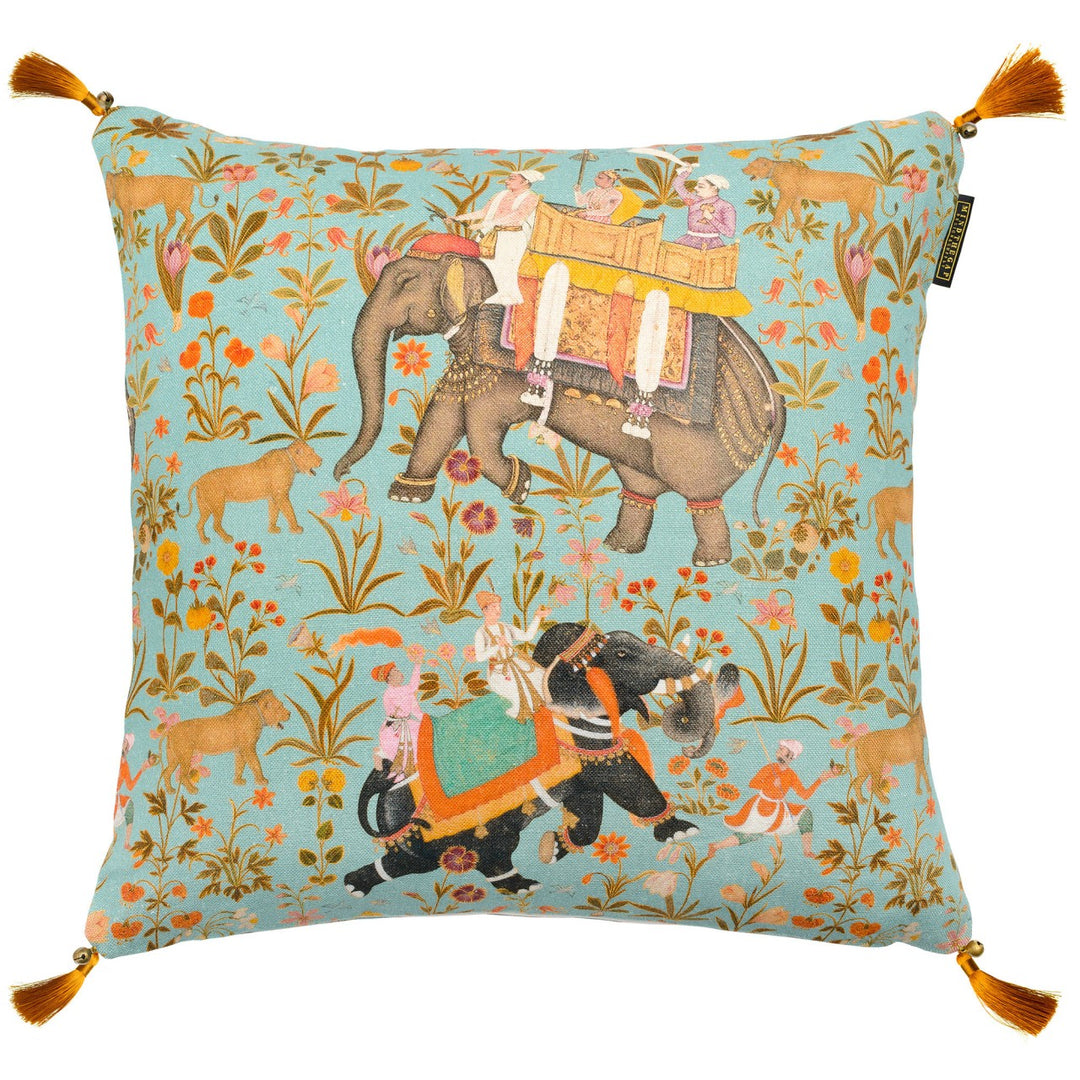 Hindustan Aquamarine Linen Cushion