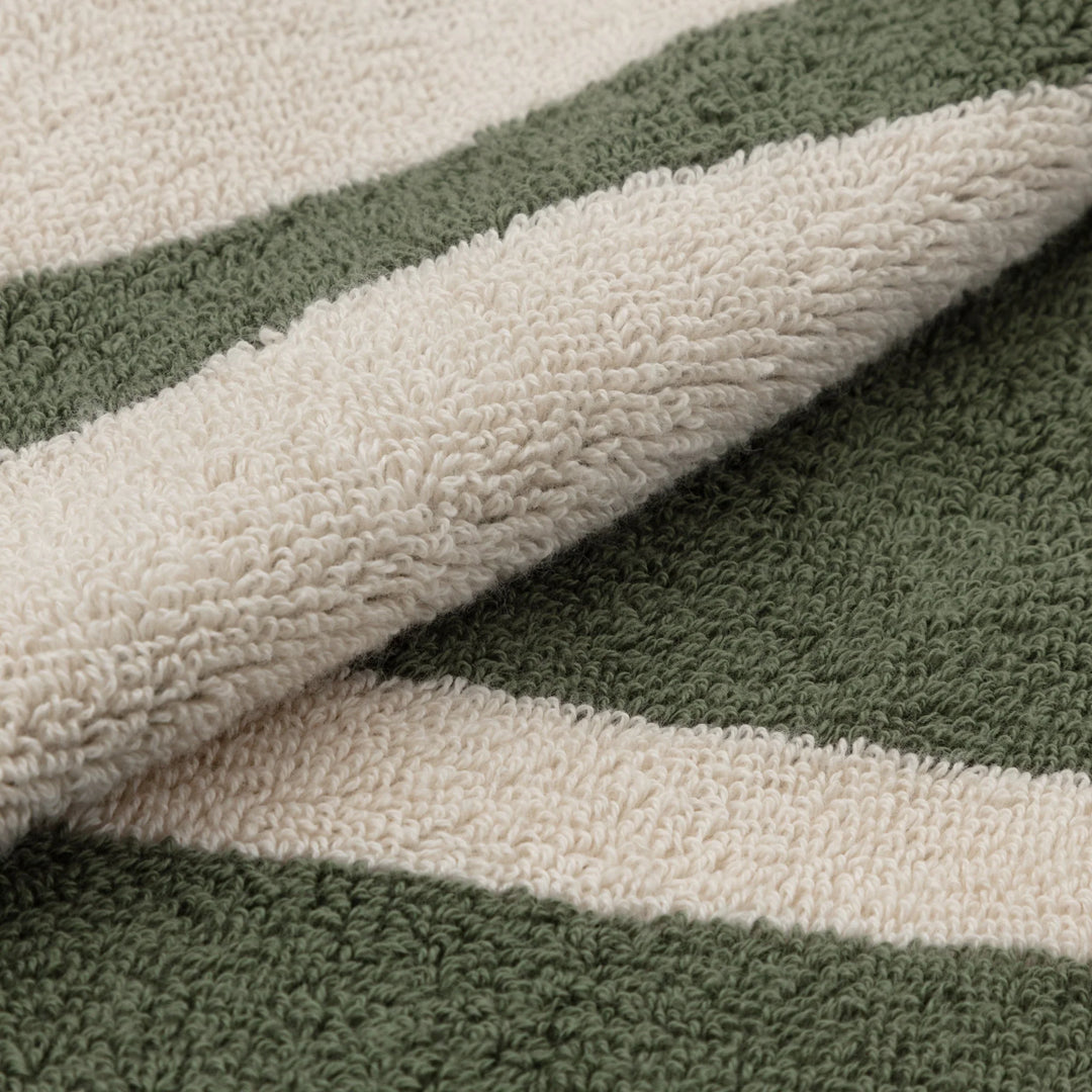 The Classic Ecru & Green Organic Cotton Towel
