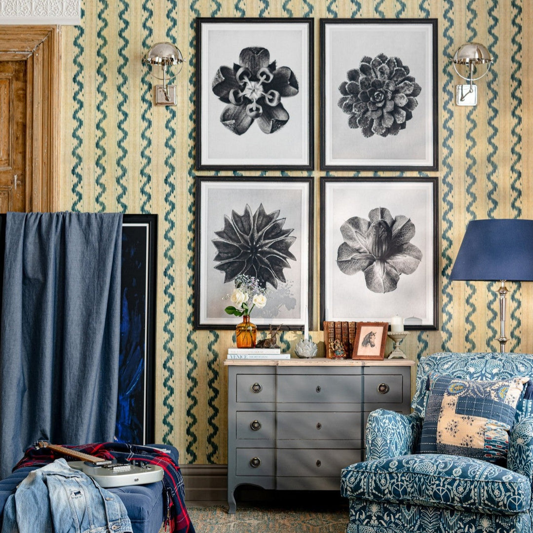 Vintage Ikat Wallpaper in Blue & Cream | MIND THE GAP