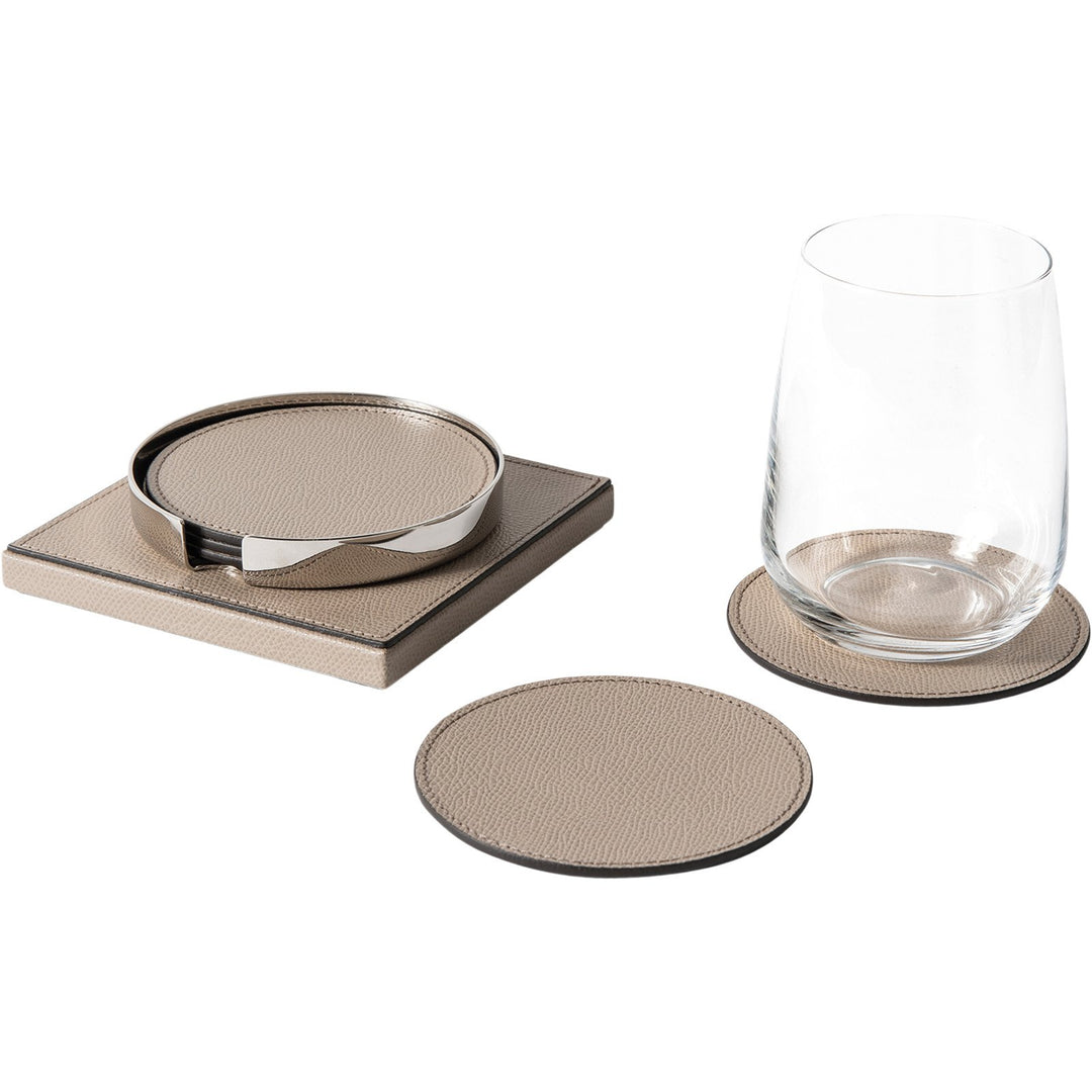 Nude Leather Coaster Set - Set of 6