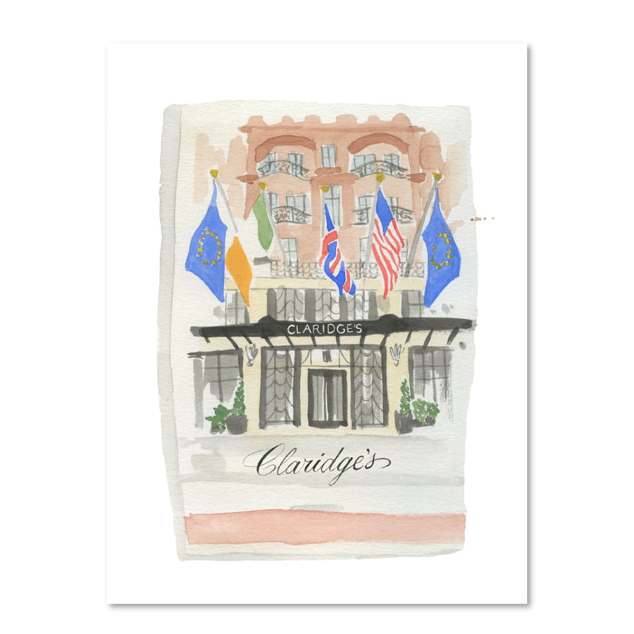Claridges, London Watercolour Matchbook Print | Modern Wall Art - Decoralist