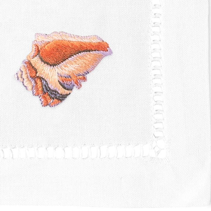 Blush Shells Embroidered Cocktail Napkins