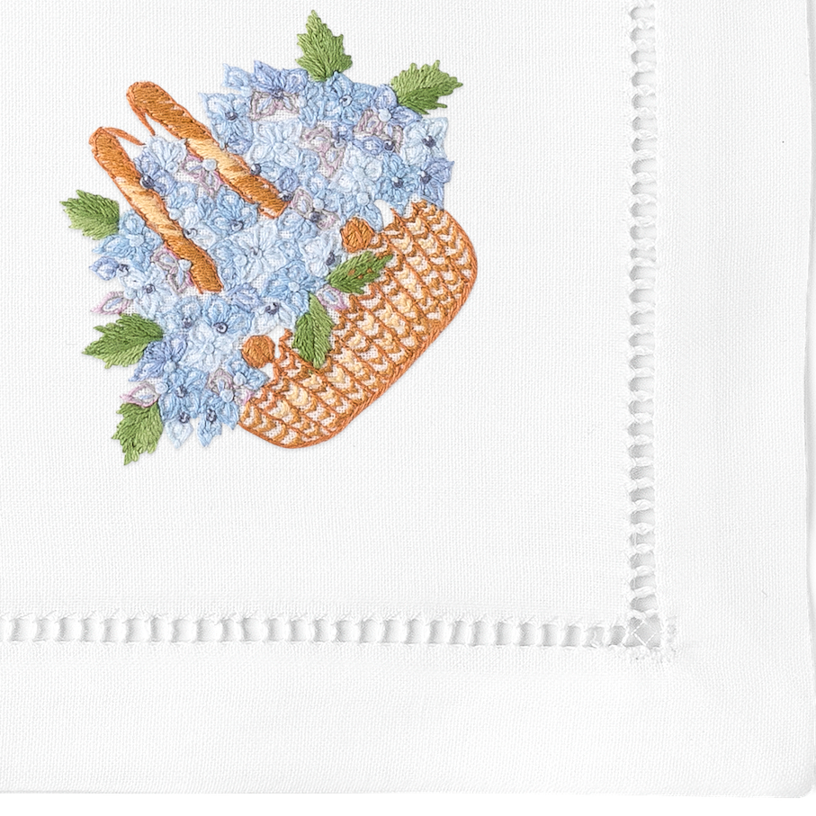 Nantucket Basket Embroidered Napkins - Set of 4