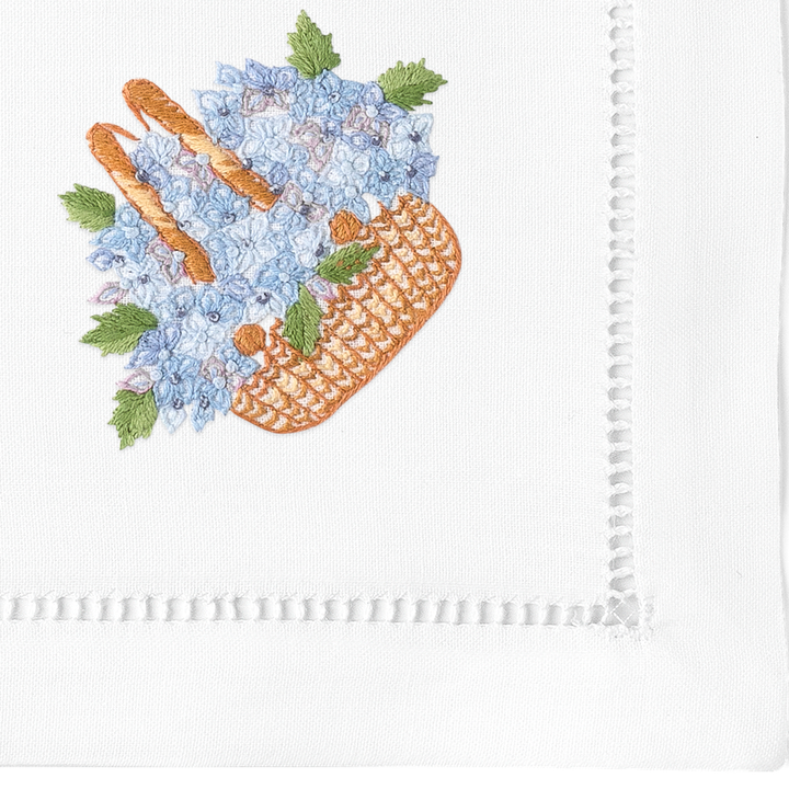 Nantucket Basket Embroidered Napkins - Set of 4