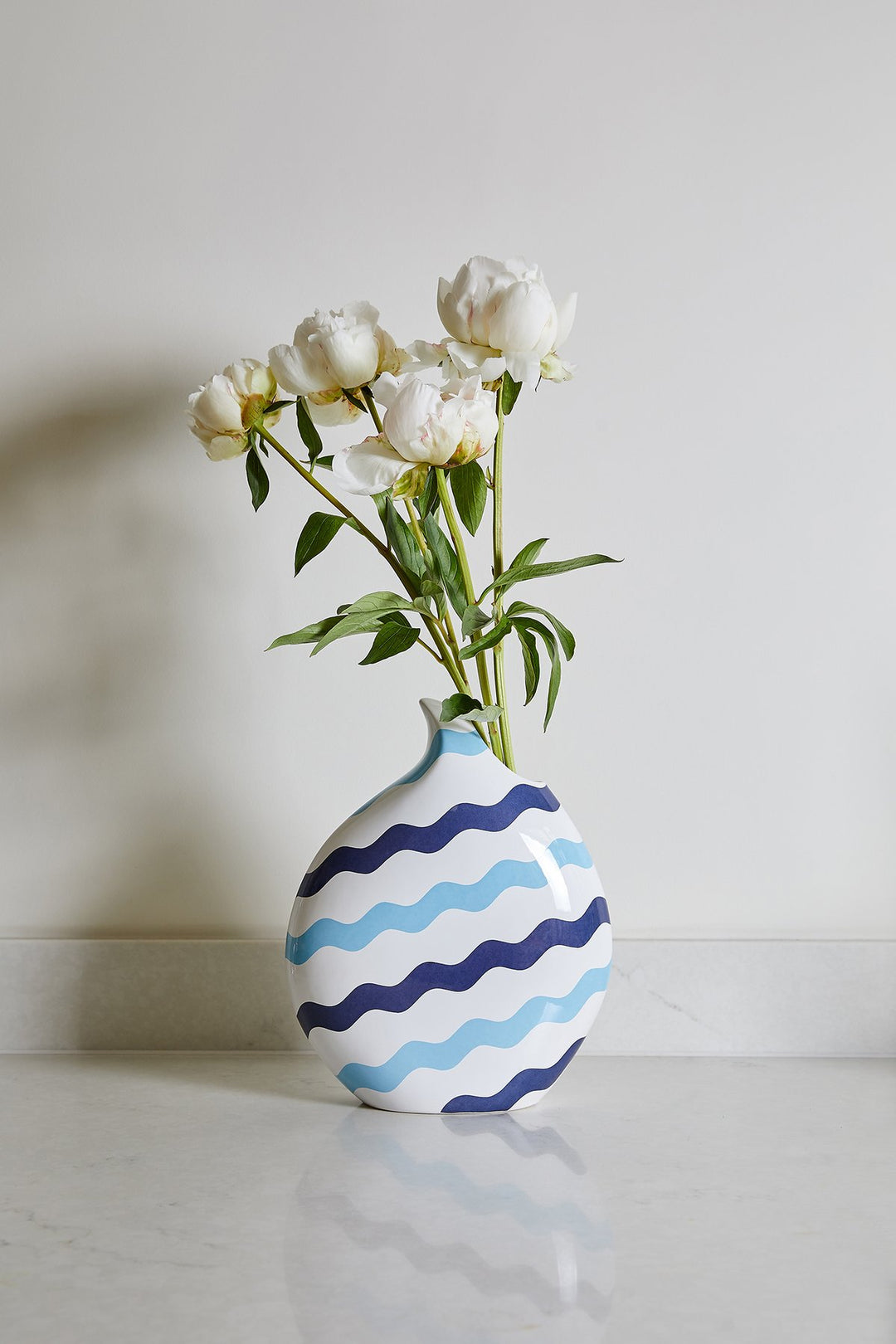 Mixed Blue Scallop Teardrop Vase