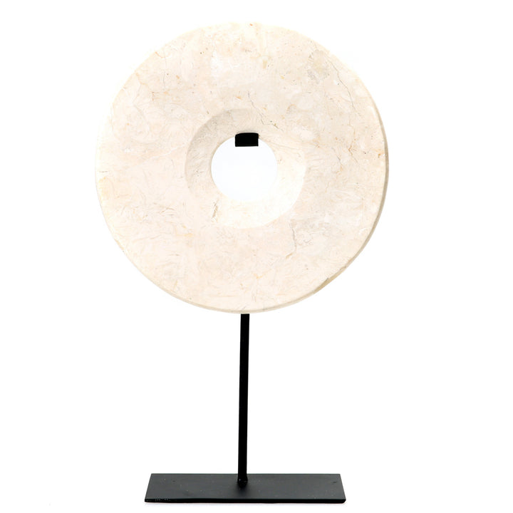 Large Blanc Marble Disc Sculpture