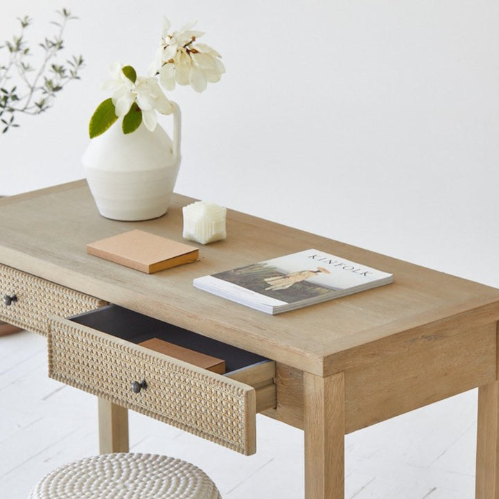 Witley Oak & Rattan Desk