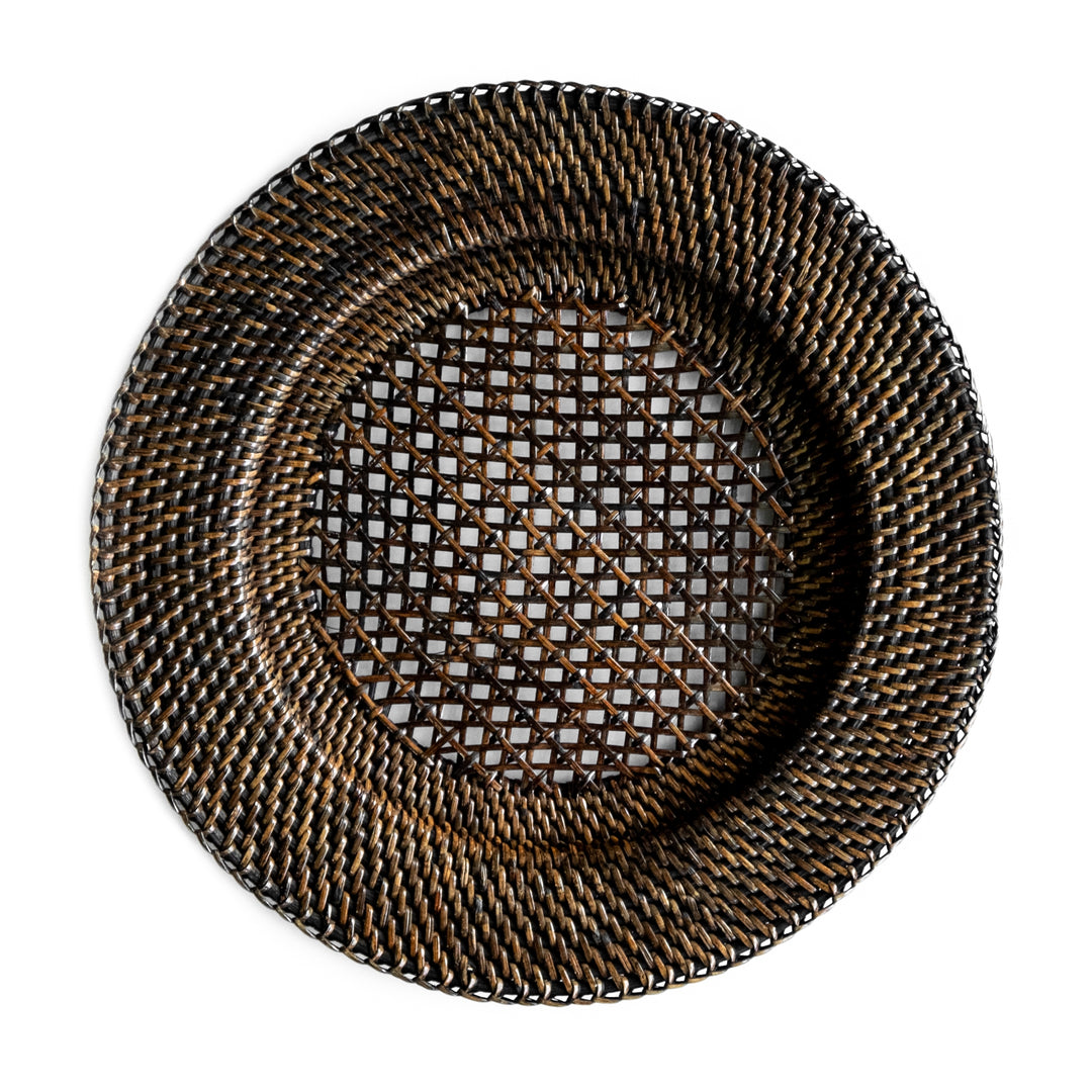 Dark Brown Rattan Charger Plates