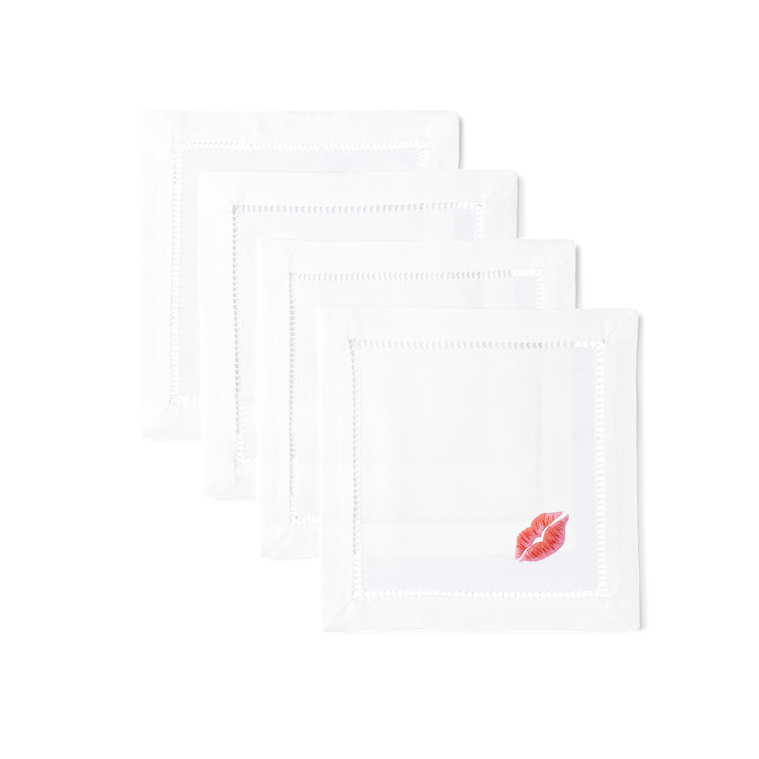 Kiss Cocktail Napkins - Set Of 4