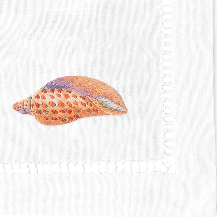 Blush Shells Embroidered Cocktail Napkins