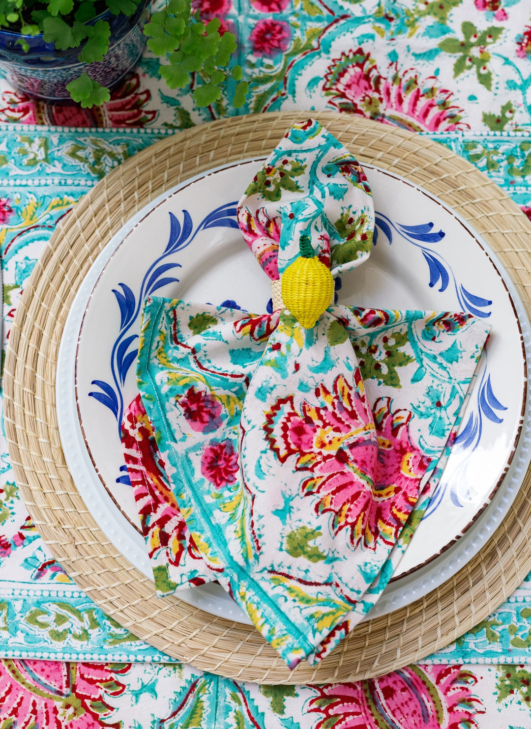 Fruit Basket Raffia Napkin Ring - Set of 6