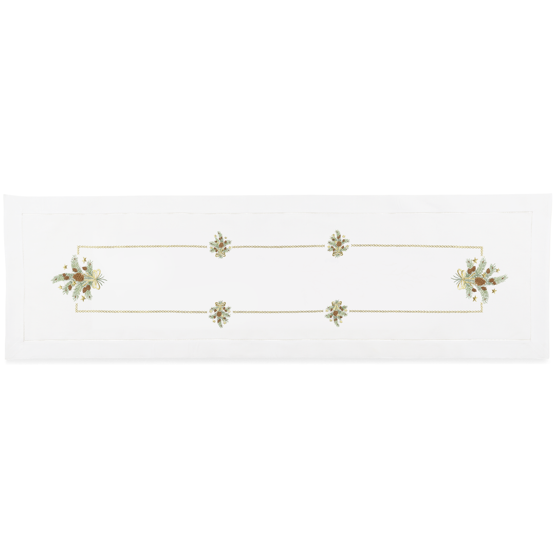 Pine Clusters Embroidered Table Runner
