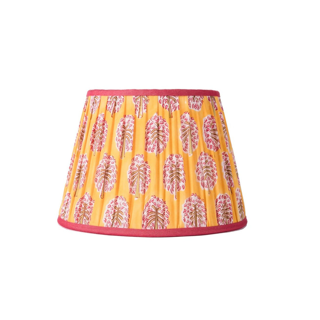 Camilla Yolk & Raspberry Gathered Block Printed Lampshade