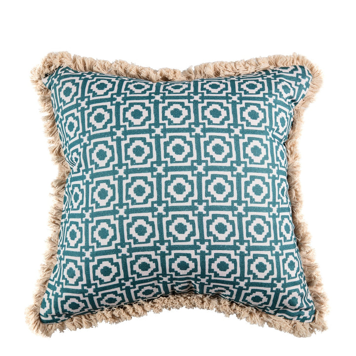 Alotablots Fringed Teal Cushion