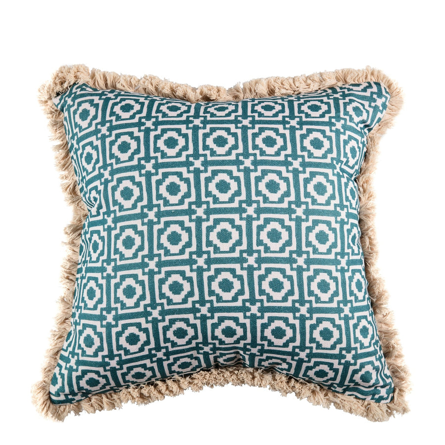 Alotablots Fringed Teal Cushion
