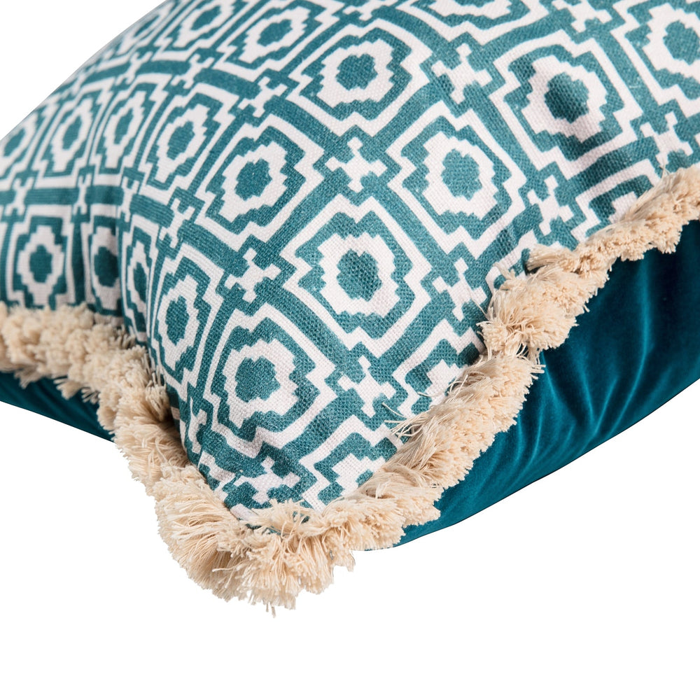 Alotablots Fringed Teal Cushion