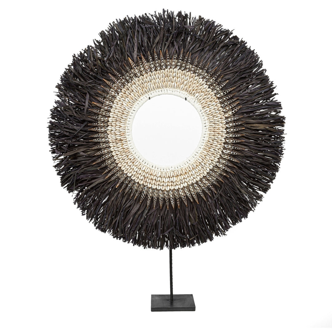 Nassau Hoop Black Raffia Sculpture On Stand