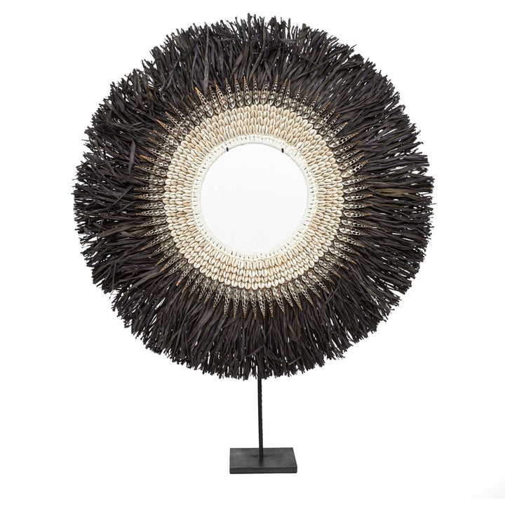 Nassau Hoop Black Raffia Sculpture On Stand