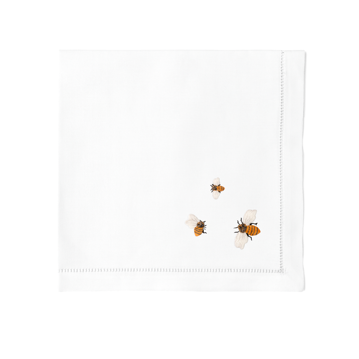 Bees Embroidered Napkins - Set of 4