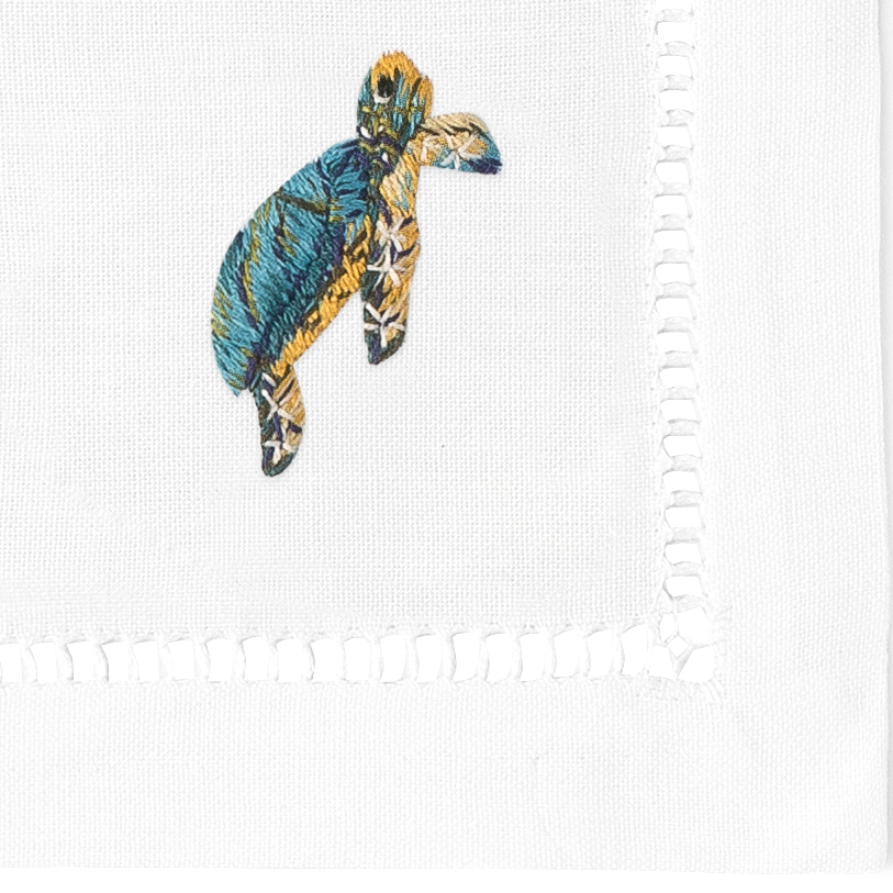 Sea Life Embroidered Cocktail Napkins
