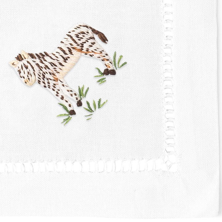 African Animals Embroidered Cocktail Napkins