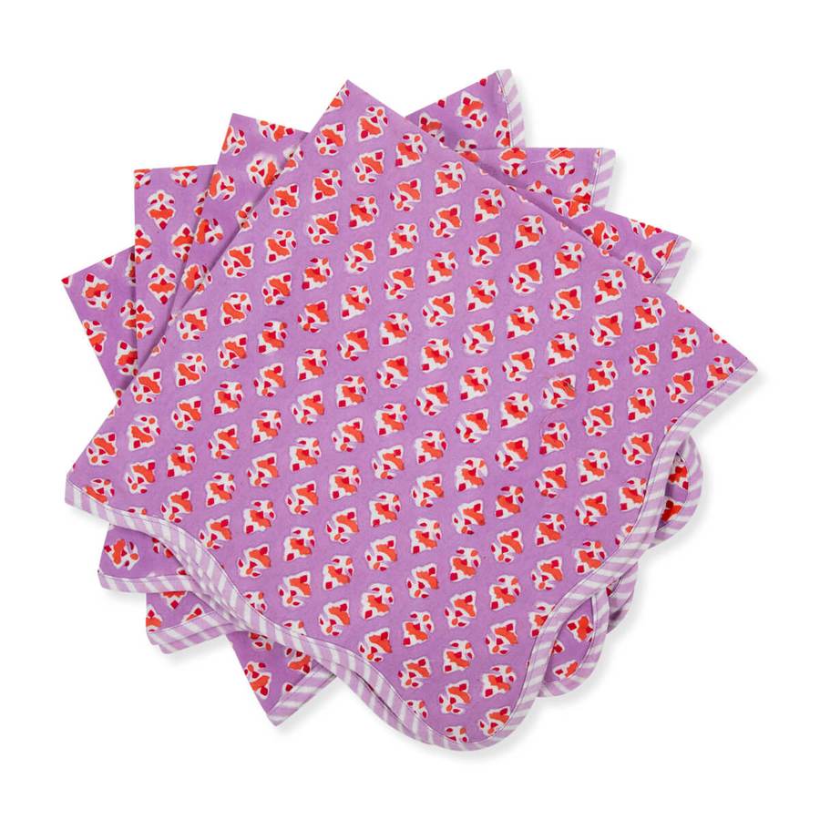 Ambroeus Scalloped Blockprint Napkins - Set of 4
