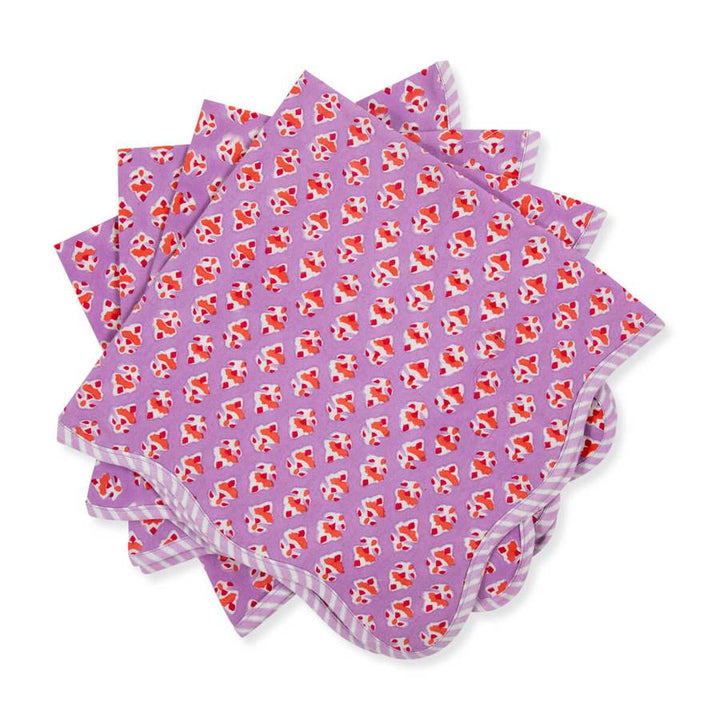 Ambroeus Scalloped Blockprint Napkins - Set of 4