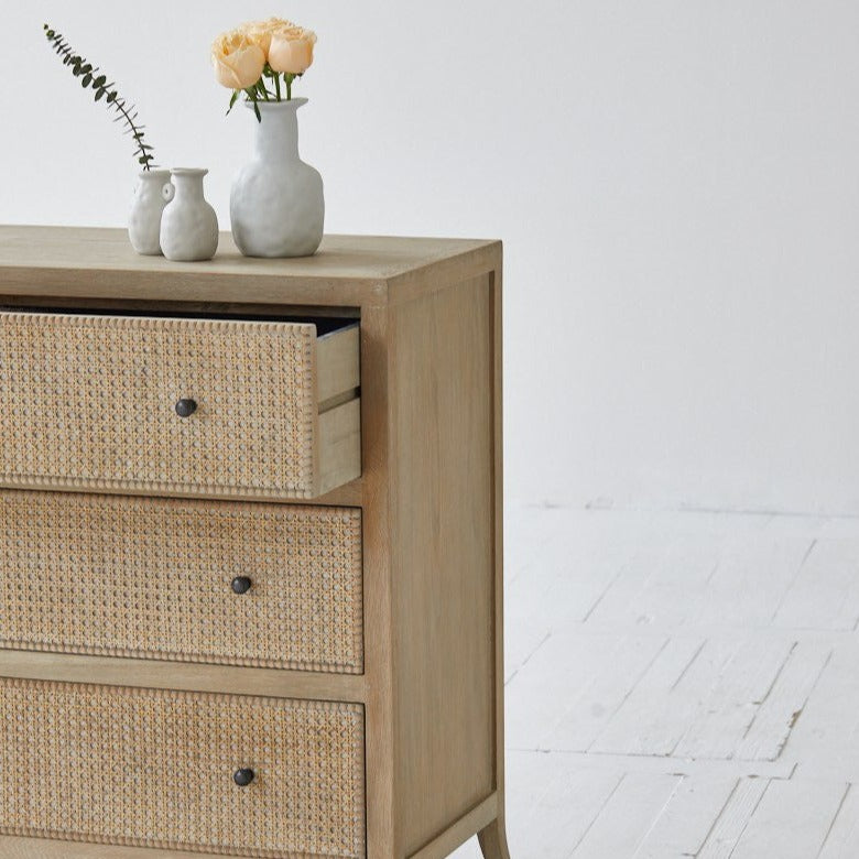 Witley Oak & Rattan Chest of Drawers