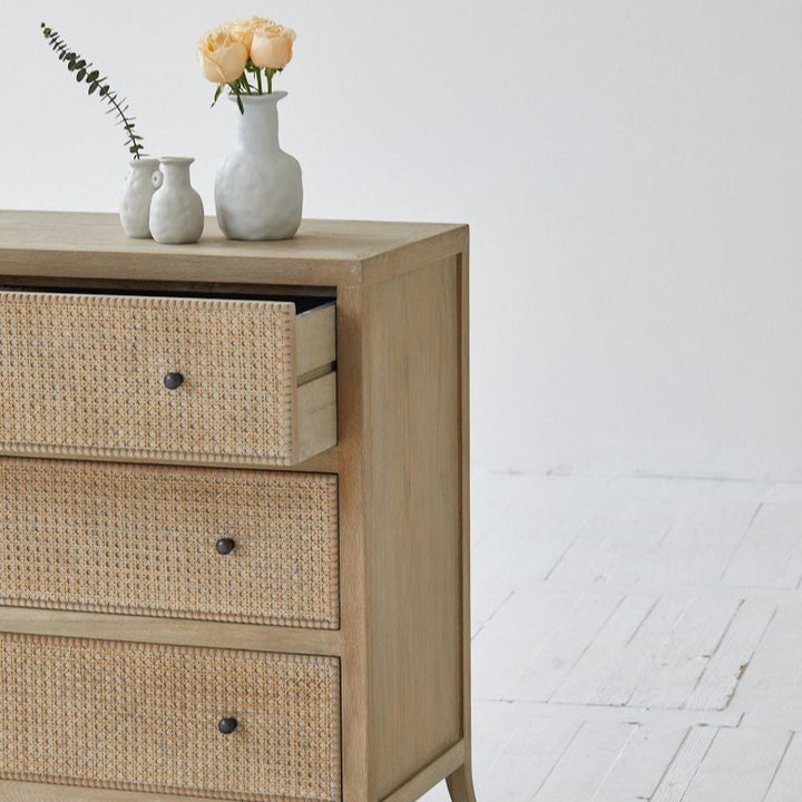 Witley Oak & Rattan Chest of Drawers