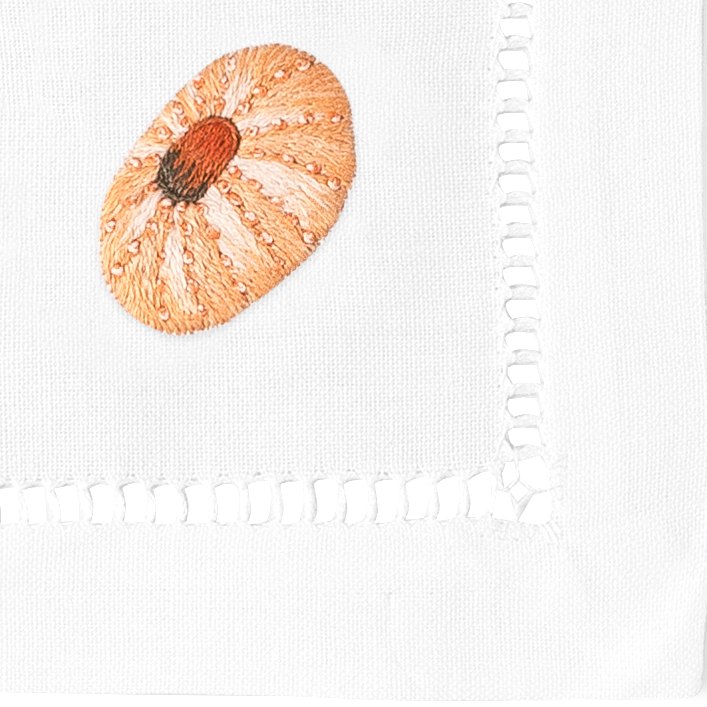 Blush Shells Embroidered Cocktail Napkins