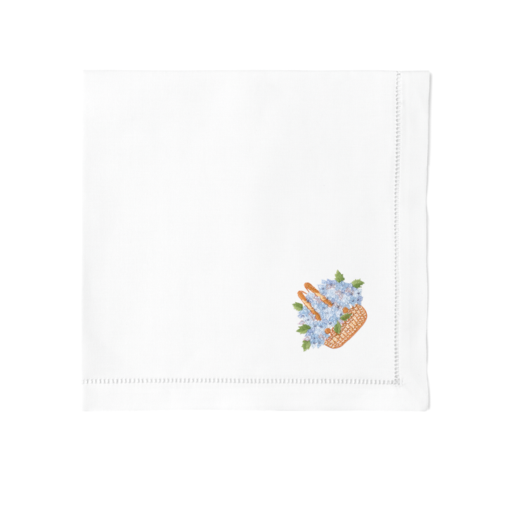 Nantucket Basket Embroidered Napkins - Set of 4