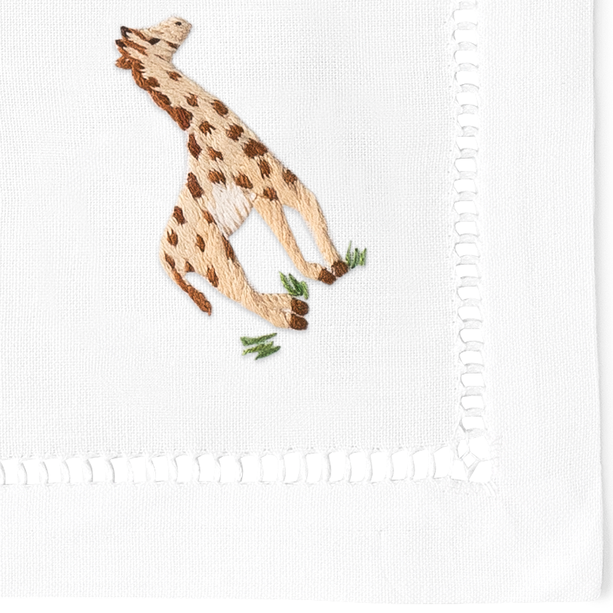 African Animals Embroidered Cocktail Napkins