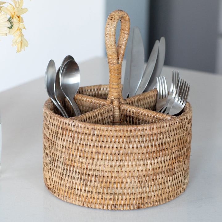 Rattan Cutlery Holder - Honey Brown